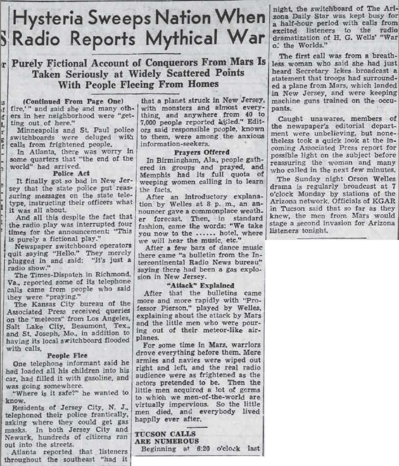 Radio reports mythical war, part 2