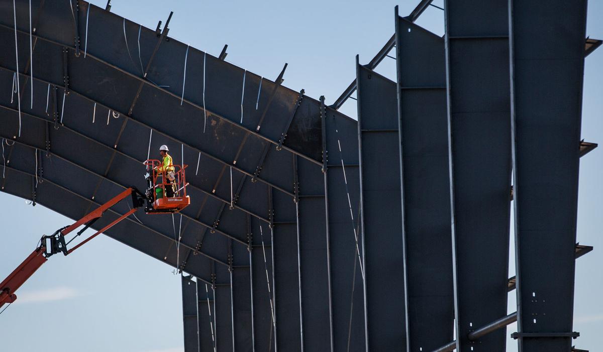 Construction on the UA indoor practice facility