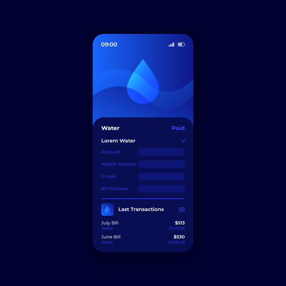 Water bills smartphone interface