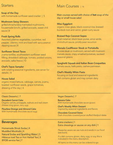 Tasteful Kitchen menu