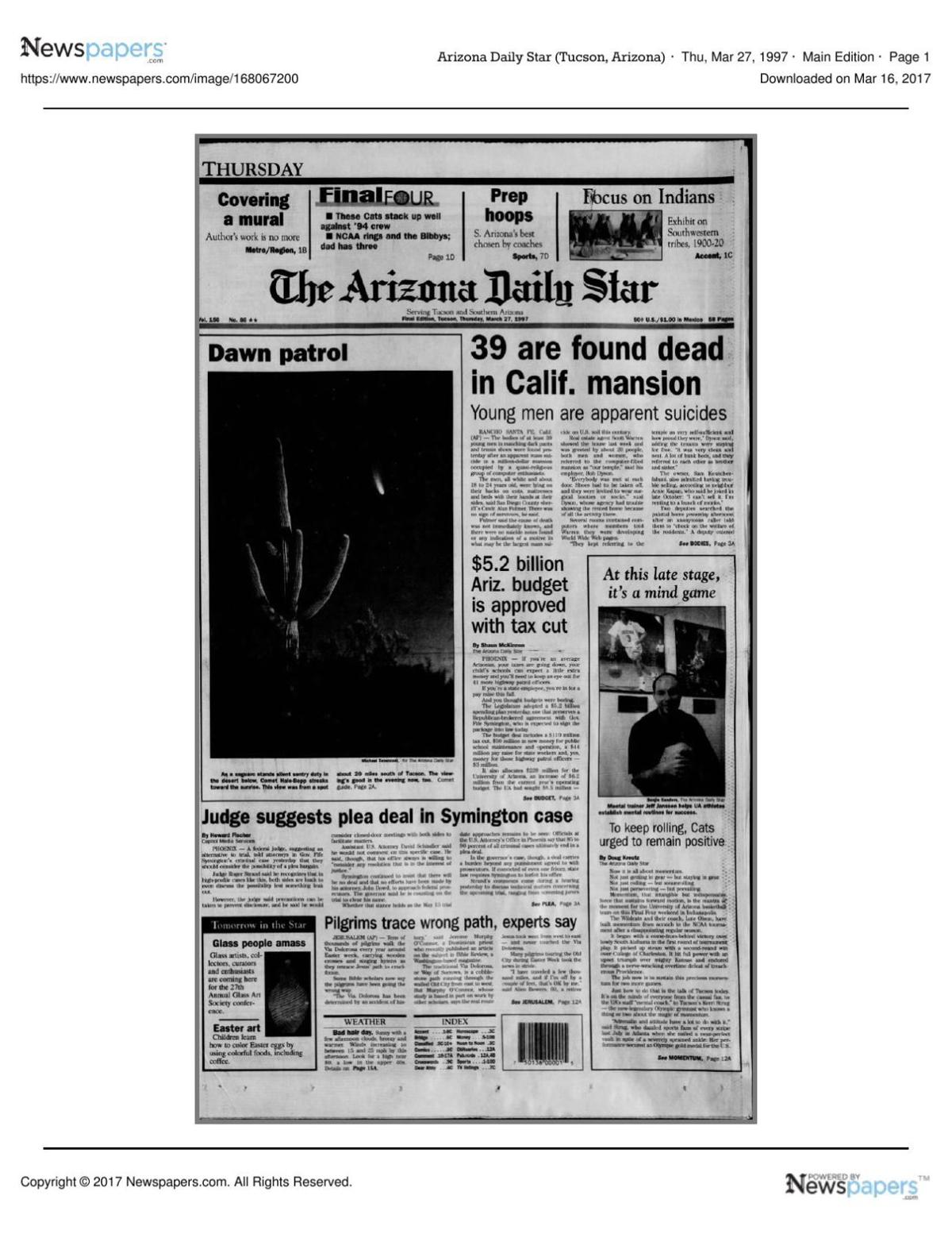 Arizona Daily Star front page March 27, 1997