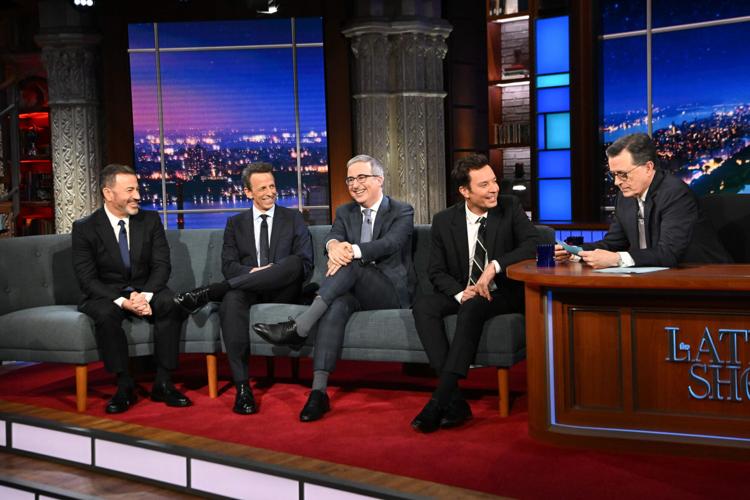Stephen Colbert hosts "The Late Show" with guests Jimmy Kimmel, Jimmy Fallon, John Oliver and Seth Meyers on May 11, 2026.