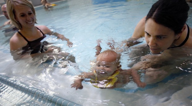 Teach kids to swim without getting soaked   