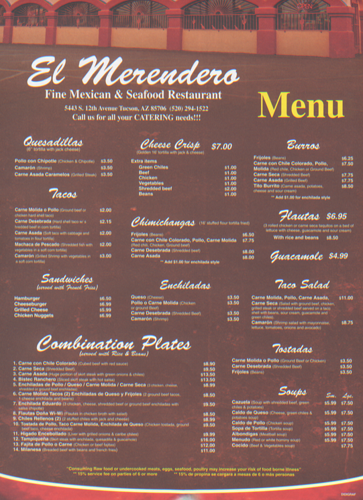 El Merendero menu