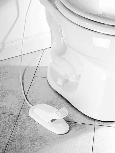 Germaphobes, no need to touch toilet handle!  