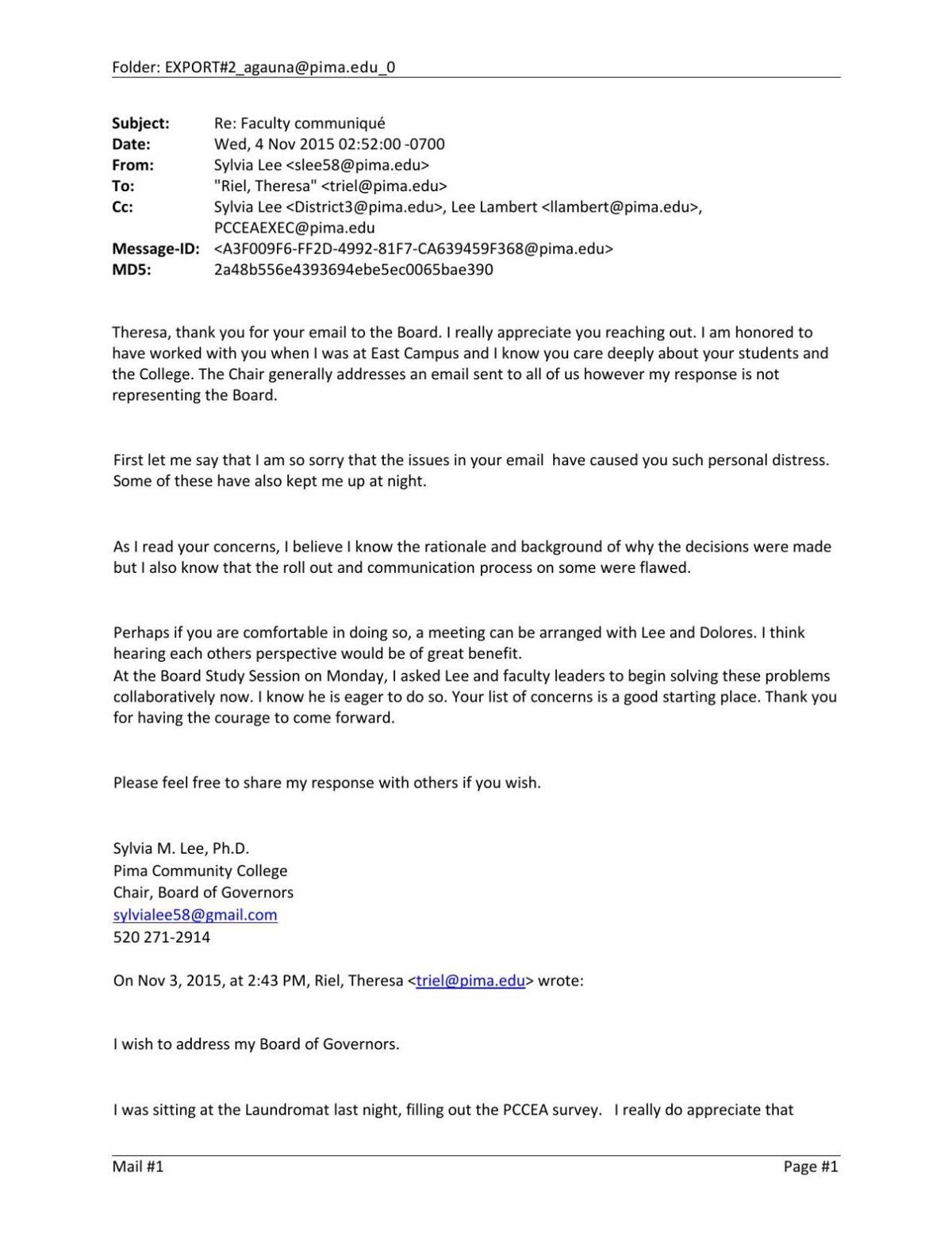 PCC emails about confidence vote