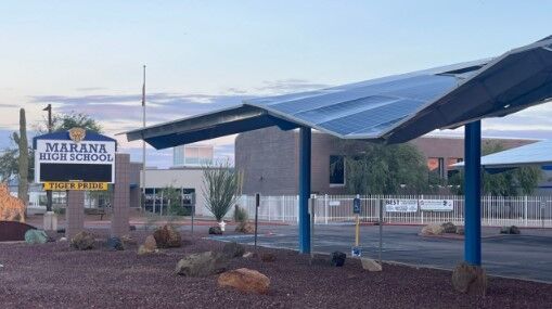 Damage sustained by Marana High School's solar parking structures