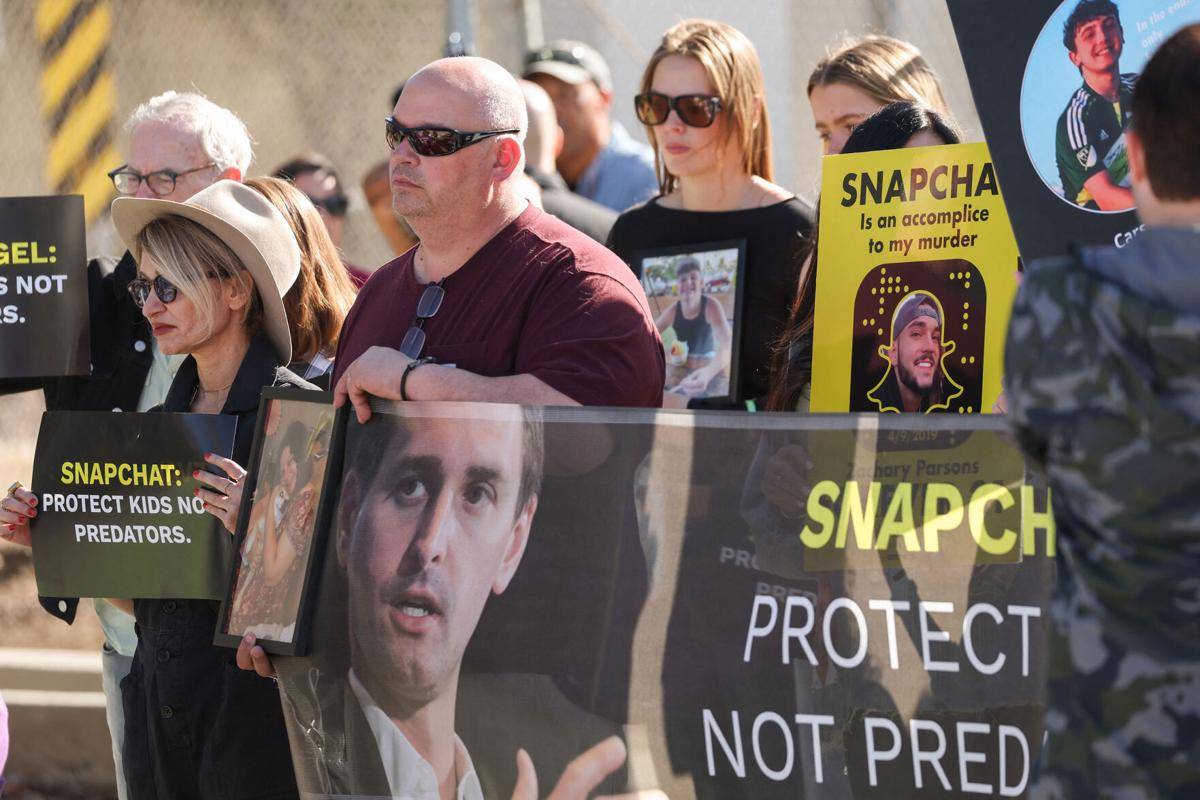 Parents who blame Snapchat for their children's deaths protest outside company's headquarters