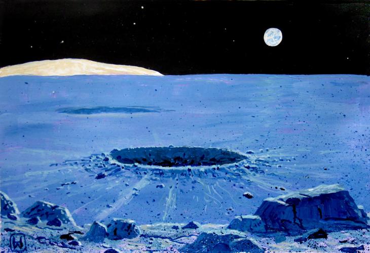 "Dawn on the moon, with Earthlight"