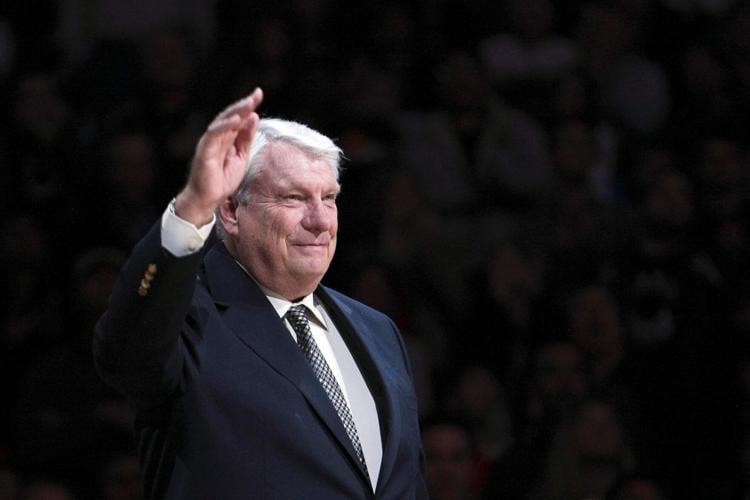 March 19, 2012; Oakland, CA, USA; Golden State Warriors former coach Don Nelson waves to fans during the half time ceremony to retire the #17 jersey of Chris Mullin at Oracle Arena.