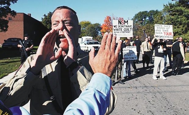 Crowd protesting neo-Nazis turns violent  