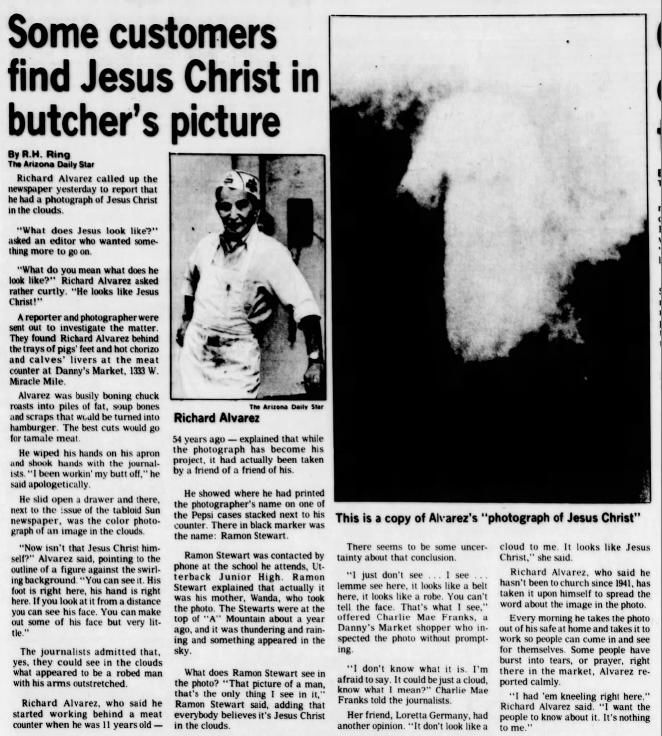 May 2, 1985: Jesus in clouds over 'A' Mountain
