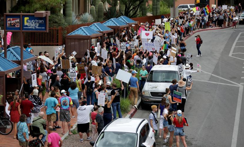 Protest in Tucson against President Donald Trump
