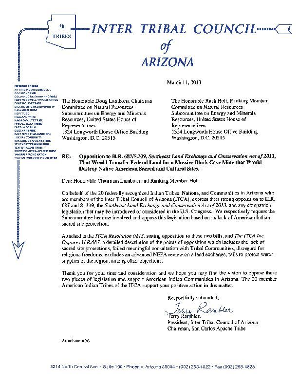 Inter-Tribal Council Statement of Opposition