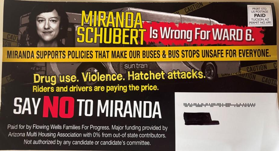 Mailer criticizing Ward 6 candidate Miranda Schubert