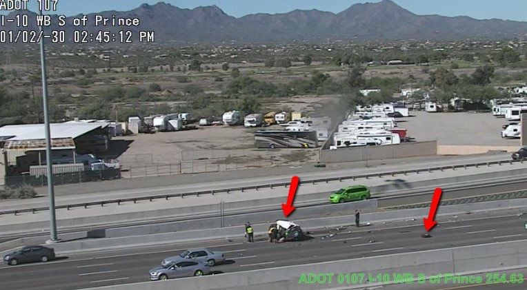 Crash on I-10 near Prince