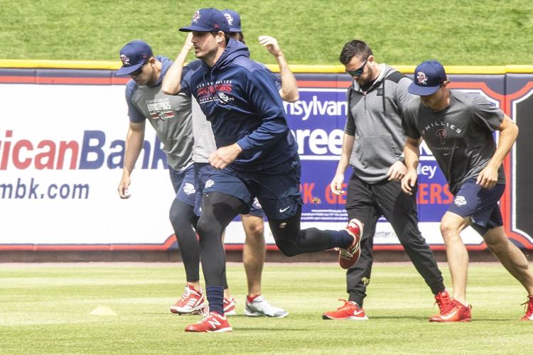 Mark Appel warms up for a recent game for Lehigh Valley.