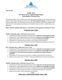 Traffic alert 22nd Street and Swan
