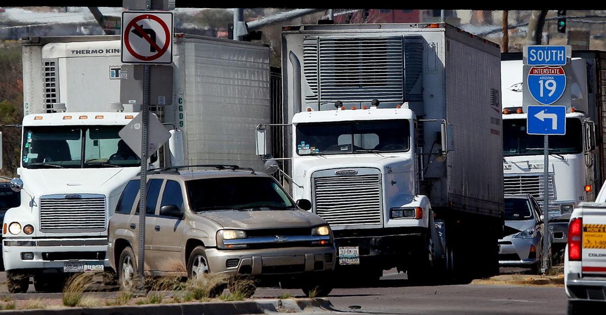 Commercial traffic on Mariposa Road in Nogales