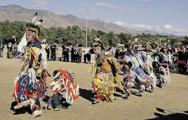 Native Americans gather for powwow in the park  