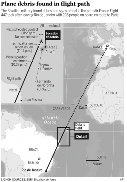 Brazilian pilots view debris in ocean where 228 died in Flight 447  