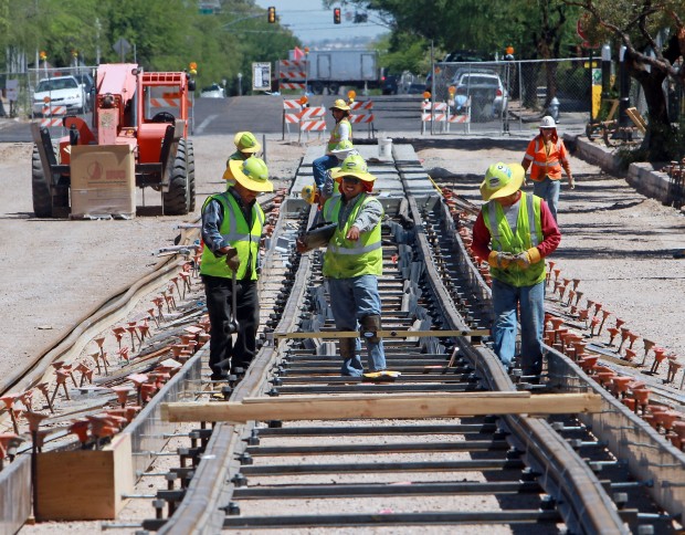 Streetcar track-laying begins    