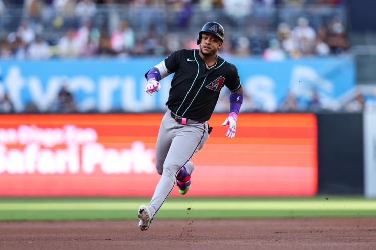 Arizona Diamondbacks second baseman Ketel Marte (4) triples in the first inning against the San Diego Padres at Petco Park on July 6, 2026.