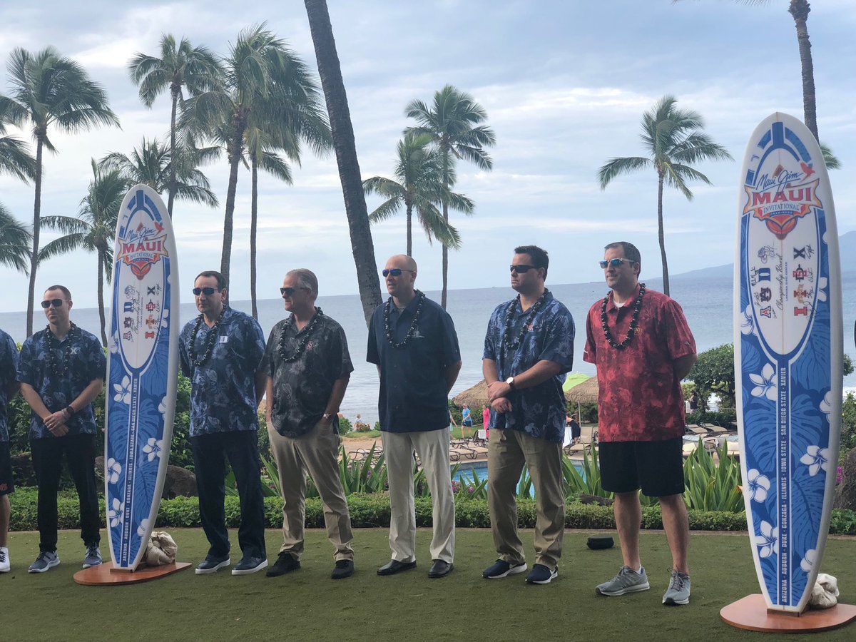 Maui Invitational coaches' surfboard photo