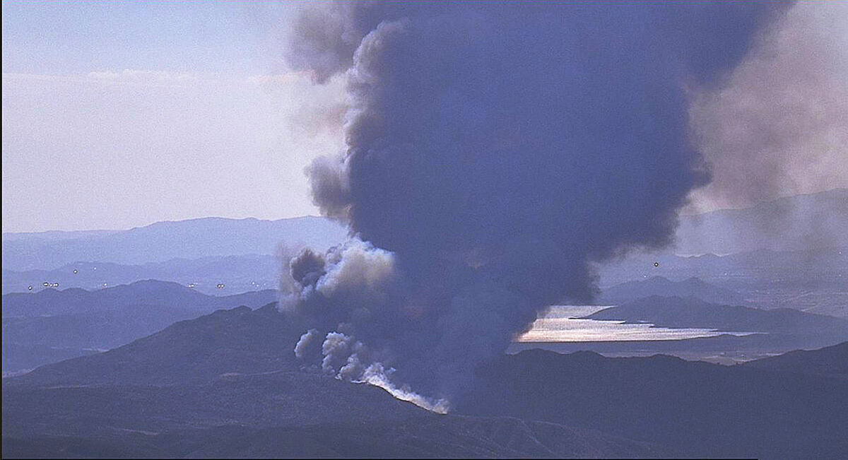 A fire near Hemet, California, has burned 2,400 acres, the Riverside County Fire Department said Tuesday.