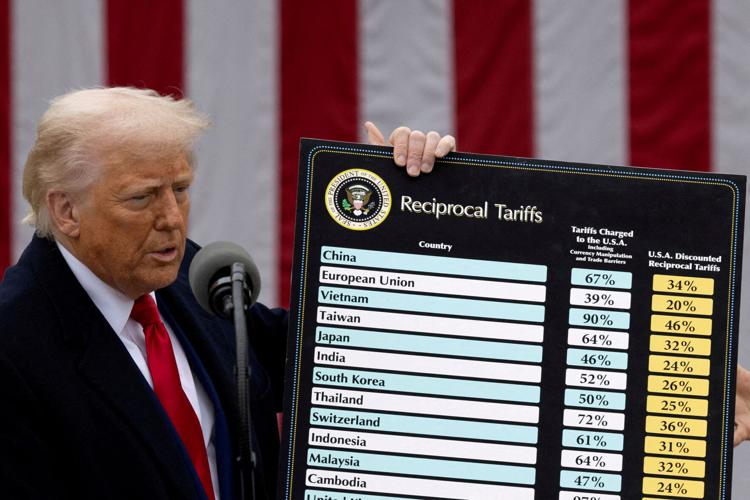 FILE PHOTO: U.S. President Trump delivers remarks on tariffs, at the White House
