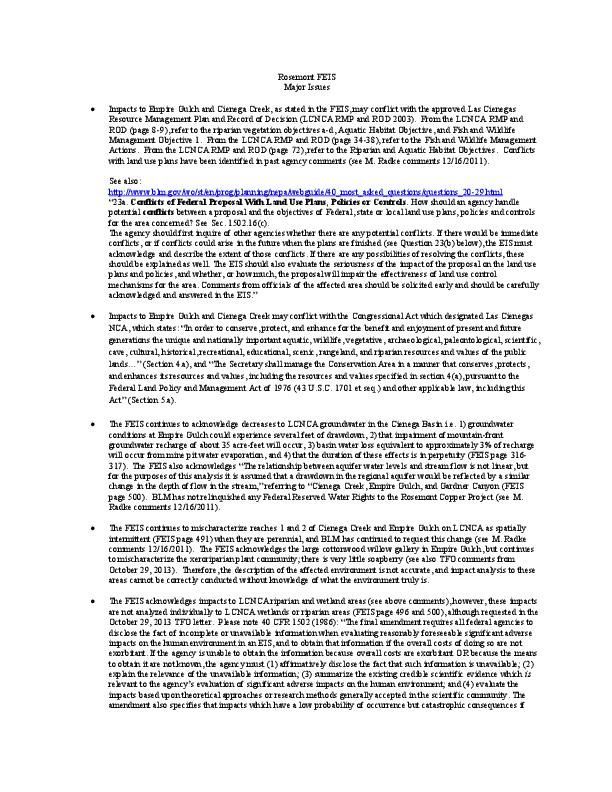 Marcia Radke memo on final Rosemont EIS