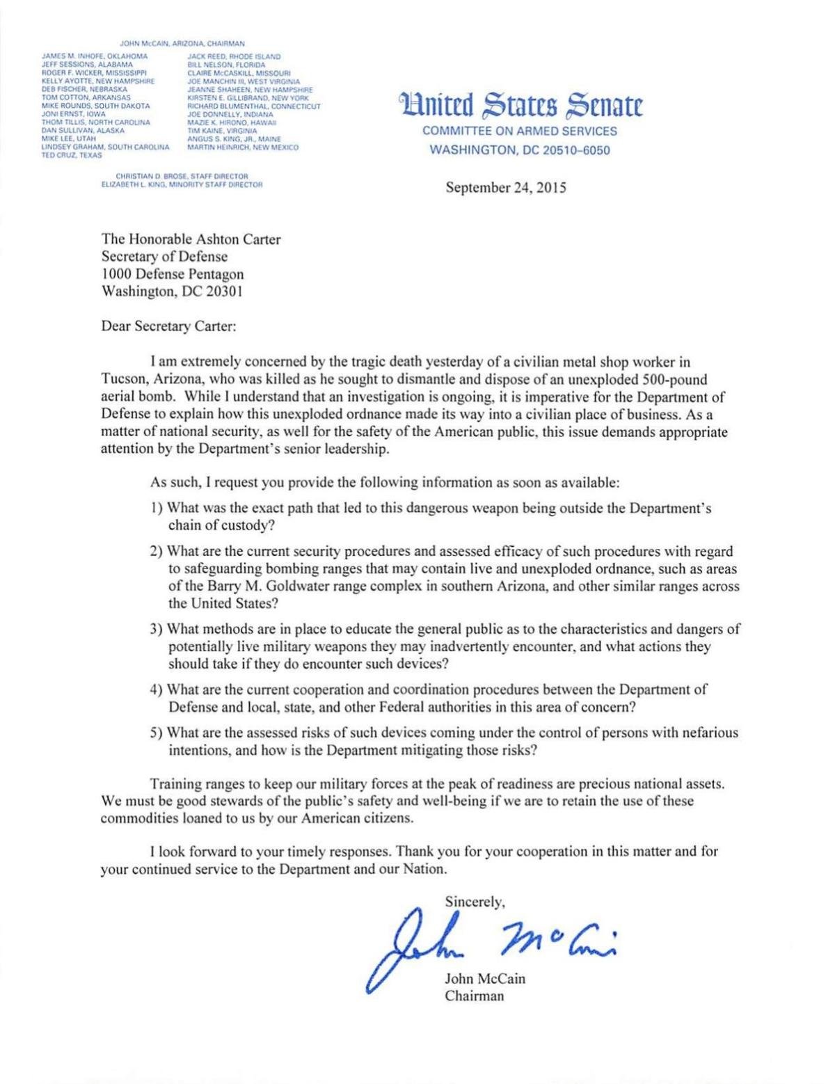 Mccain Letter Tucson Com Mccain Letter Tucson Com