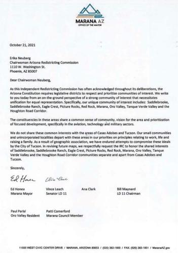 Marana mayor and others ask to be apart from Casas Adobes