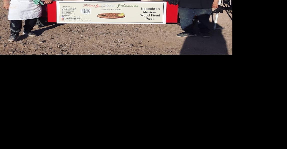 Cousins Leo and Vince outside of their mobile pizza oven