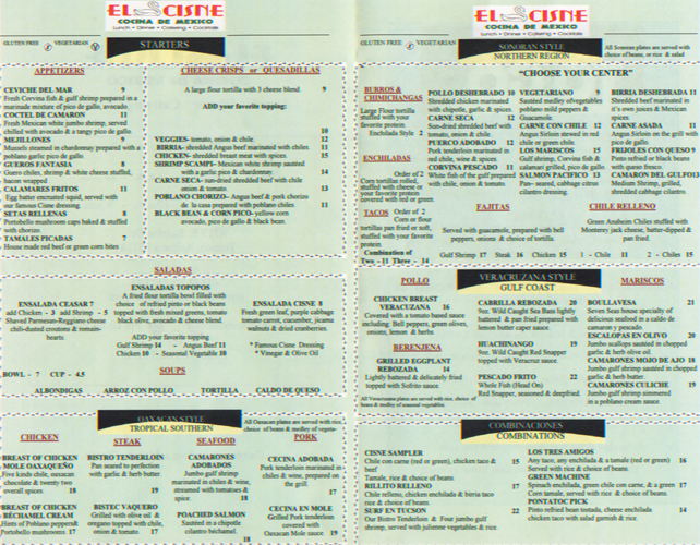 El Cisne menu