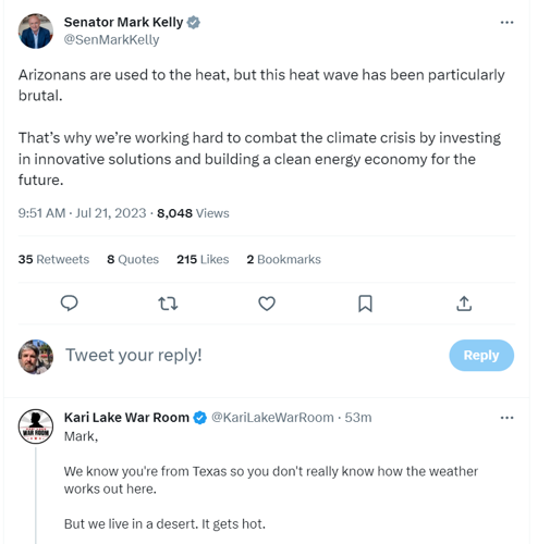 Sen. Mark Kelly vs. Kari Lake on climate