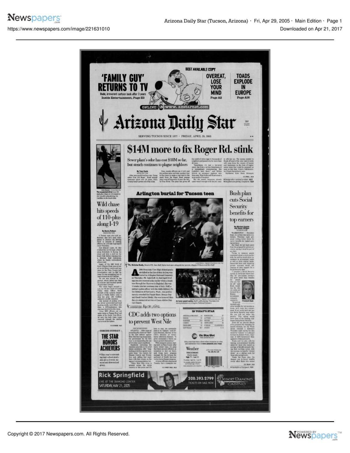 Arizona Daily Star front page April 29, 2005.pdf