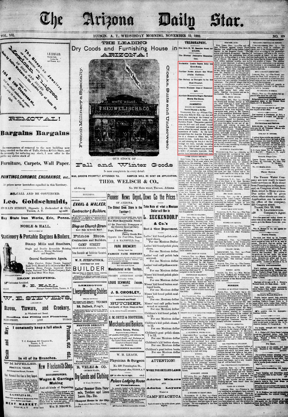 Nov. 15, 1882: Billy the Kid is killed