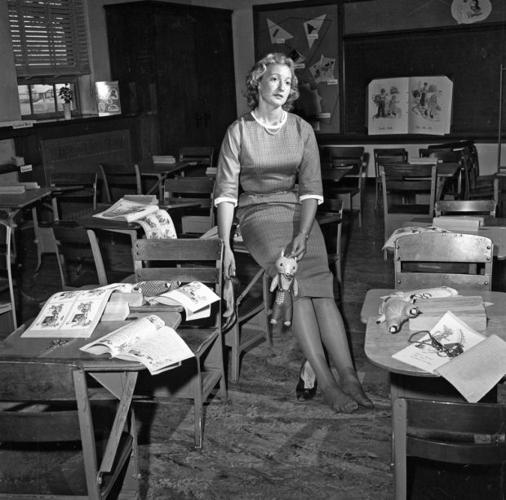 New teacher at first day of school in 1960
