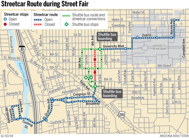 Fourth Avenue street fair to split streetcar route | Traffic | tucson.com