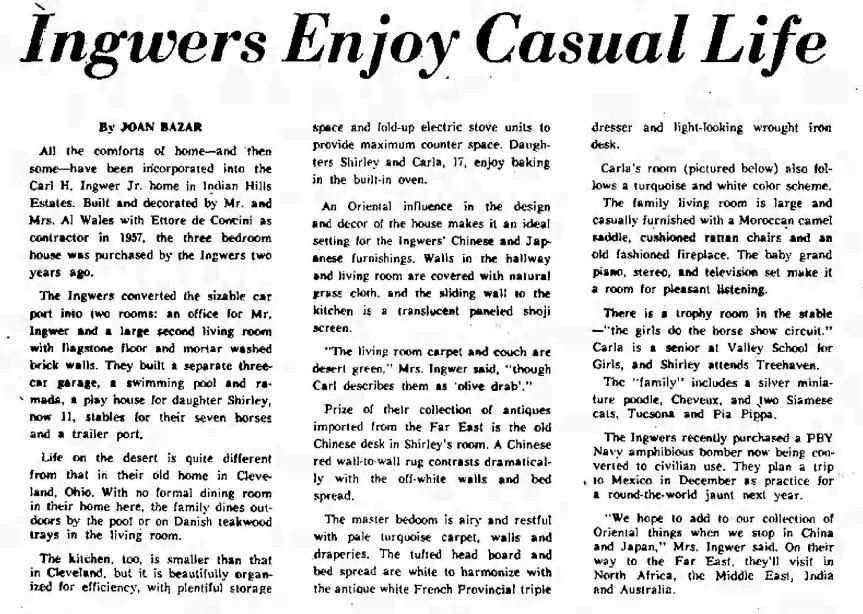 Tucson Citizen article Aug. 27, 1960