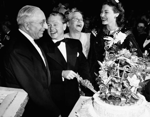 Mickey Rooney celebrates