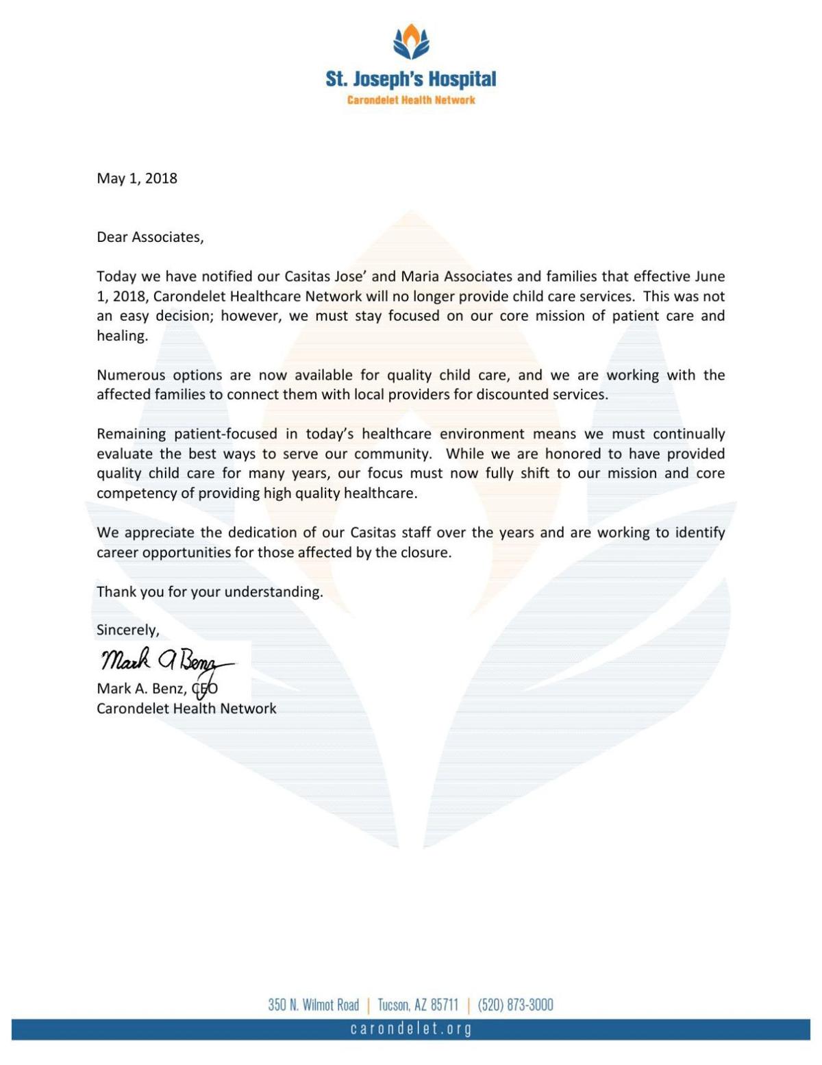 Letter To Parents From Mark A Benz Tucson Com