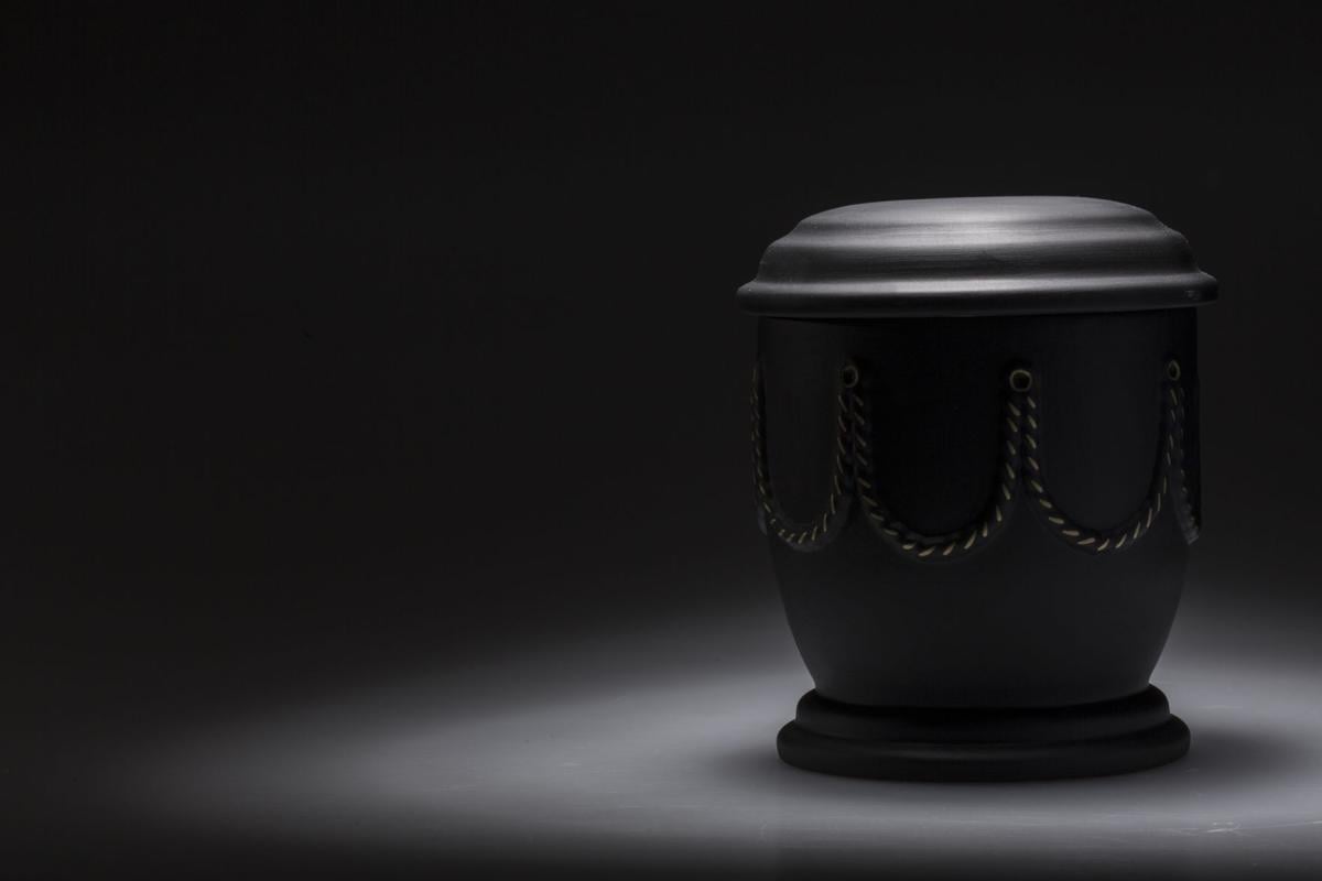 funeral mourning urn, for obituary