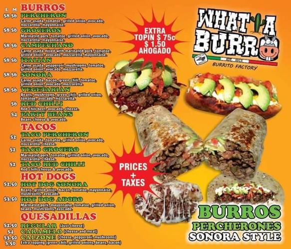 What A Burro Menu