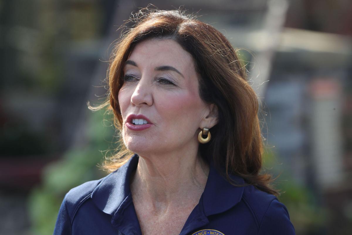 Kathy Hochul speaks to reporters
