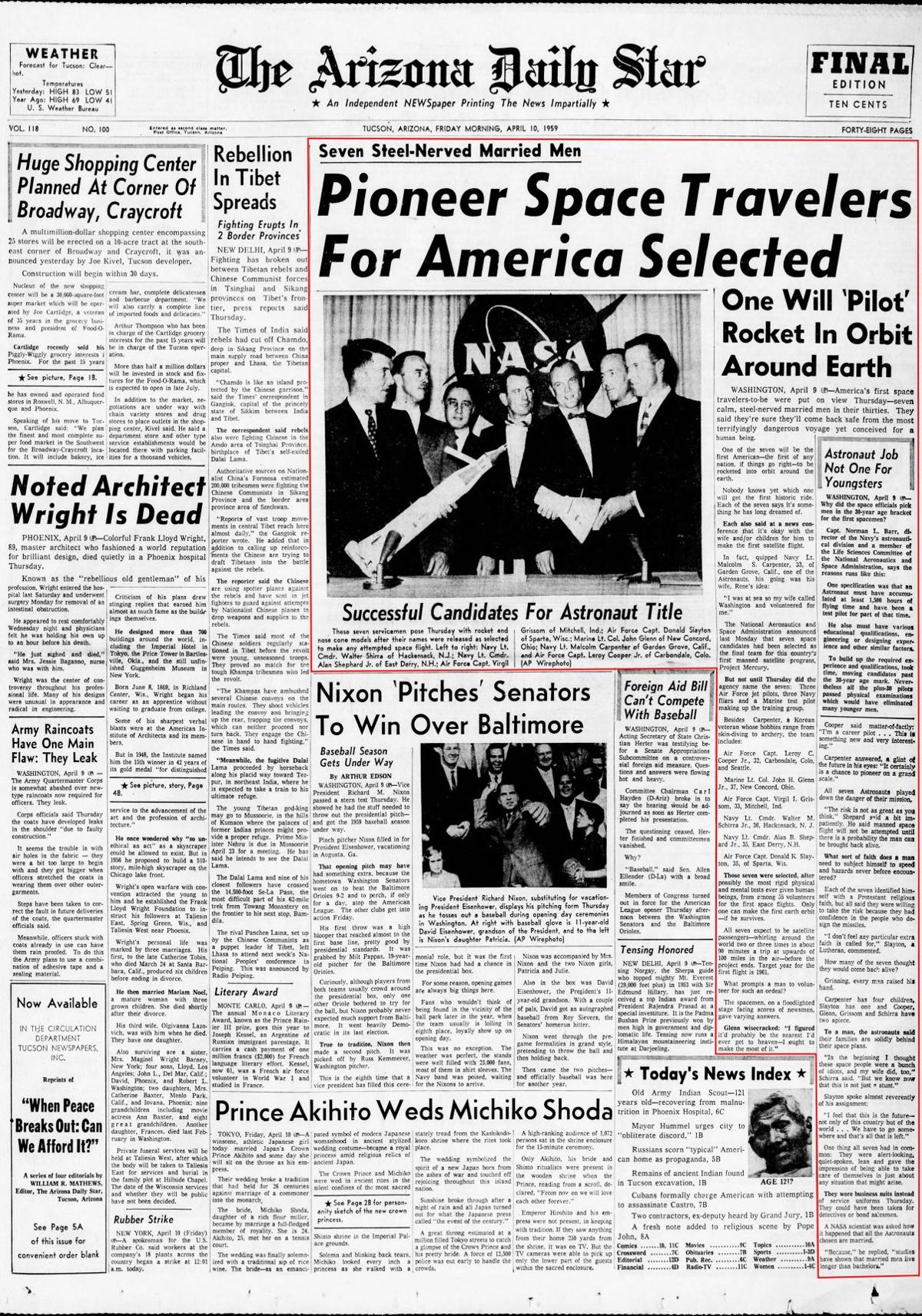 Friday, April 10, 1959: America's first astronauts introduced