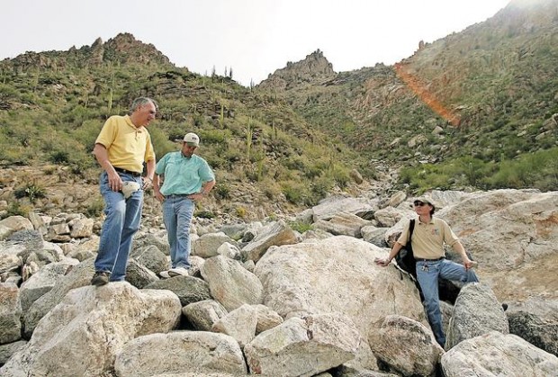 Tram road up Sabino Canyon is set for rebuild to the top, Kyl says at site  