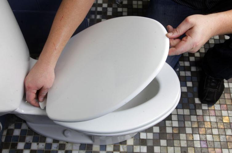 Pink ring in toilet bowl