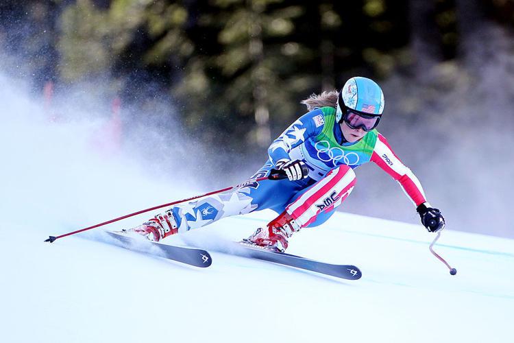 WHISTLER, BC- FEBRUARY 18: Kaylin Richardson of The United States competes during the Alpine Skiing Ladies Super Combined Downhill on day 7 of the Vancouver 2010 Winter Olympics at Whistler Creekside on February 18, 2010 in Whistler, Canada.